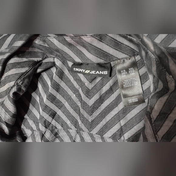 DKNY Jeans MEN'S Black & Gray Button Down Long Sleeve Shirt Sz XXL - Picture 3 of 7